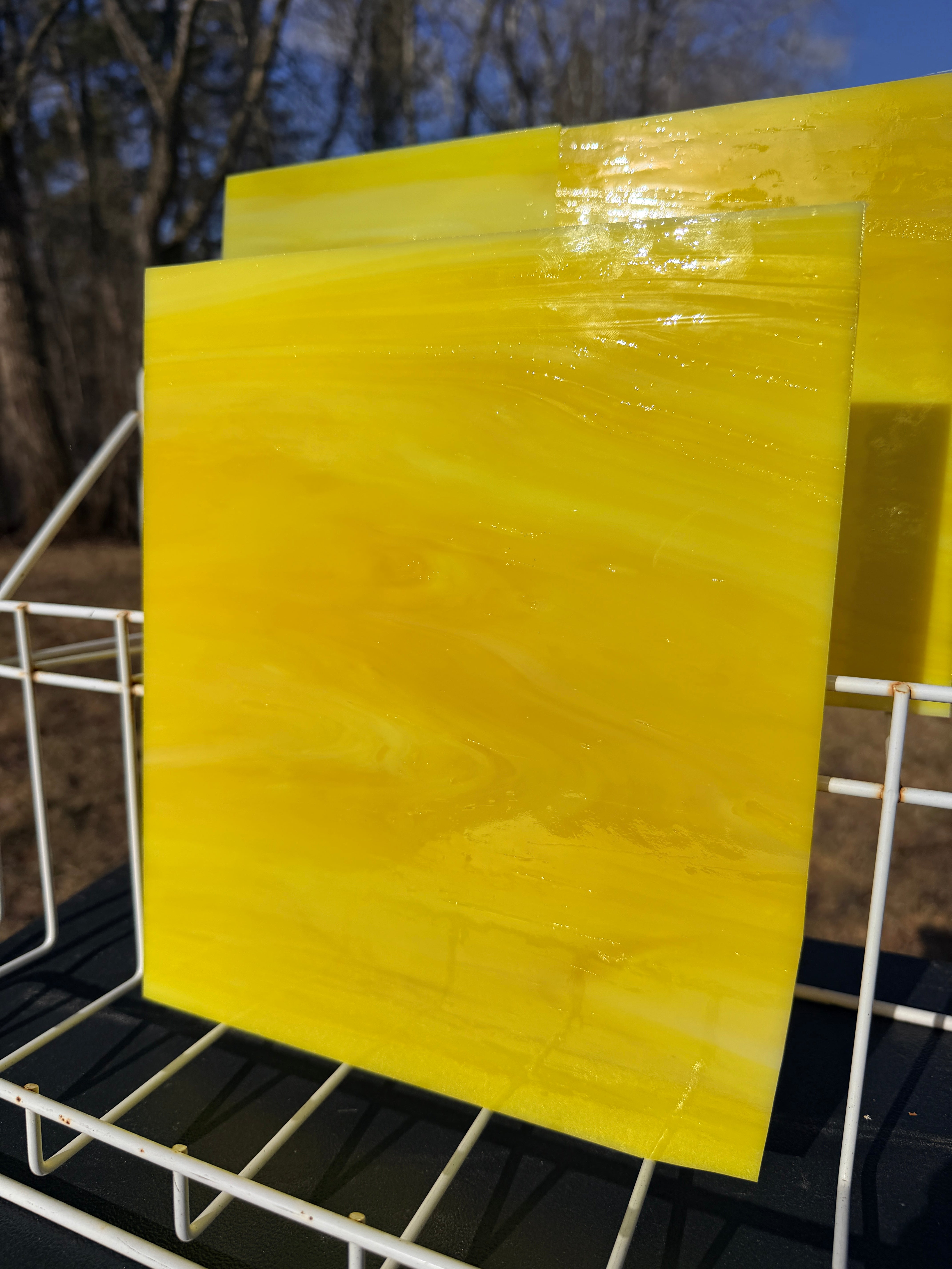Yellow White Opal Wissmach Stained Glass 2 Sheets | 2 Size Options