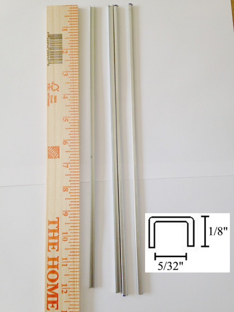 1/8 U Zinc Came Channel - 12 Inch Pieces - 5/32" channel - 1/8" depth - Add strength and a smooth sleek finish to your stained glass panel borders - GlassSupplies41