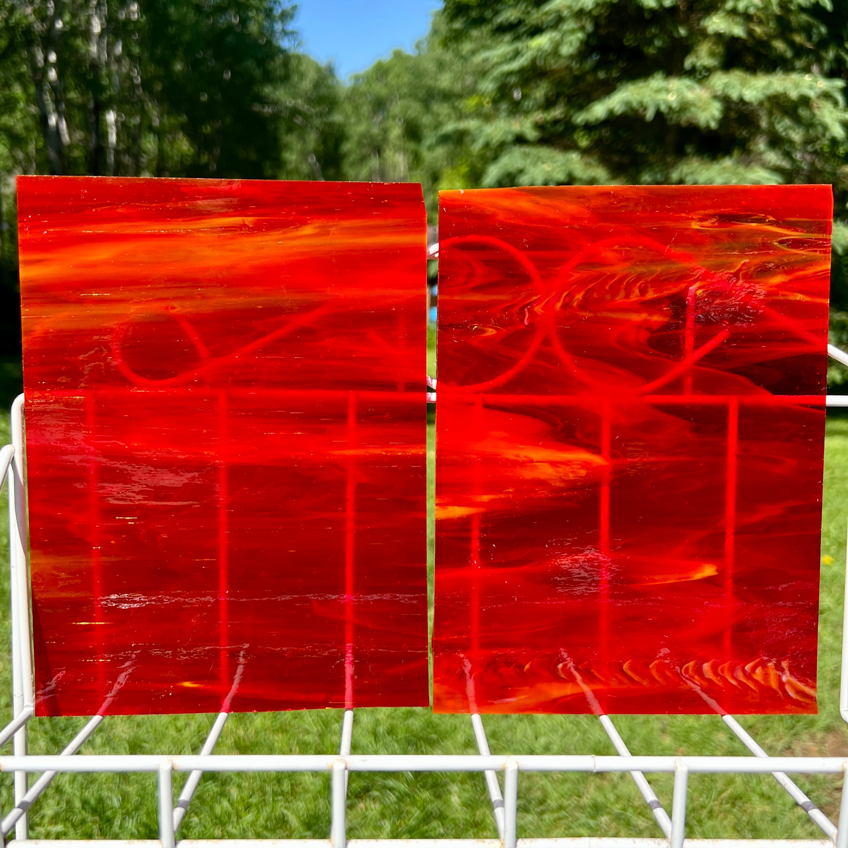 Red Wine - Dark Red Opal Wispy Stained Glass – Wissmach - 2 Sheets (6"x8")