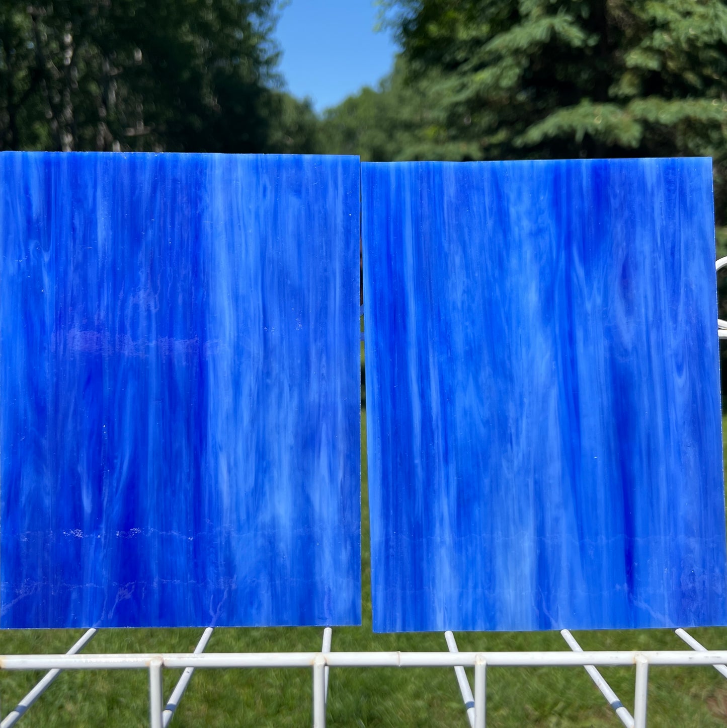 Blueberry - Blue Opal Wispy Stained Glass – Wissmach - 2 Sheets