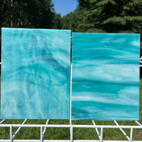 Sea Foam - Aqua Green Opal Wispy Stained Glass – Wissmach - 2 Sheets
