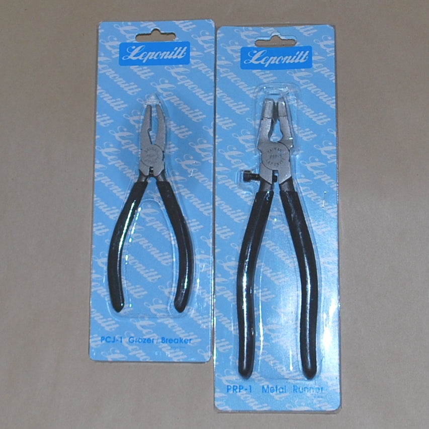 Glass Breaking Combo Set - Leponitt - 8" Metal Running Pliers and Breaker /Grozier Pliers