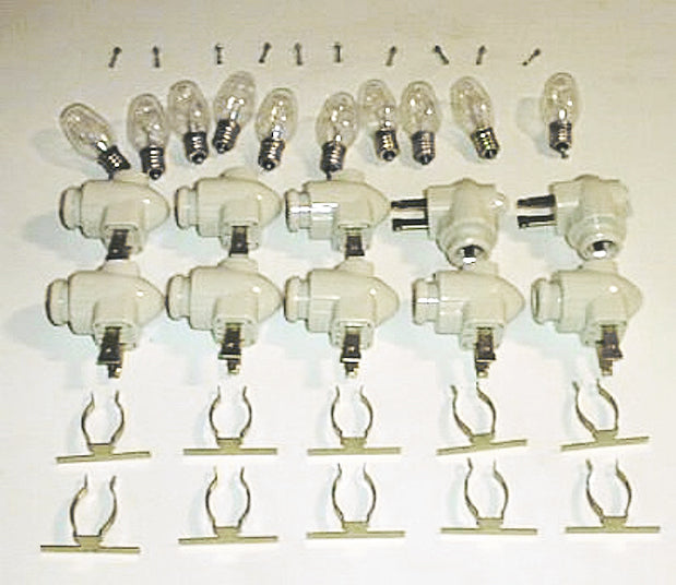  Night Light Fixtures - includes On/Off Switch / Bulb / Brass Clip - Make night Lights