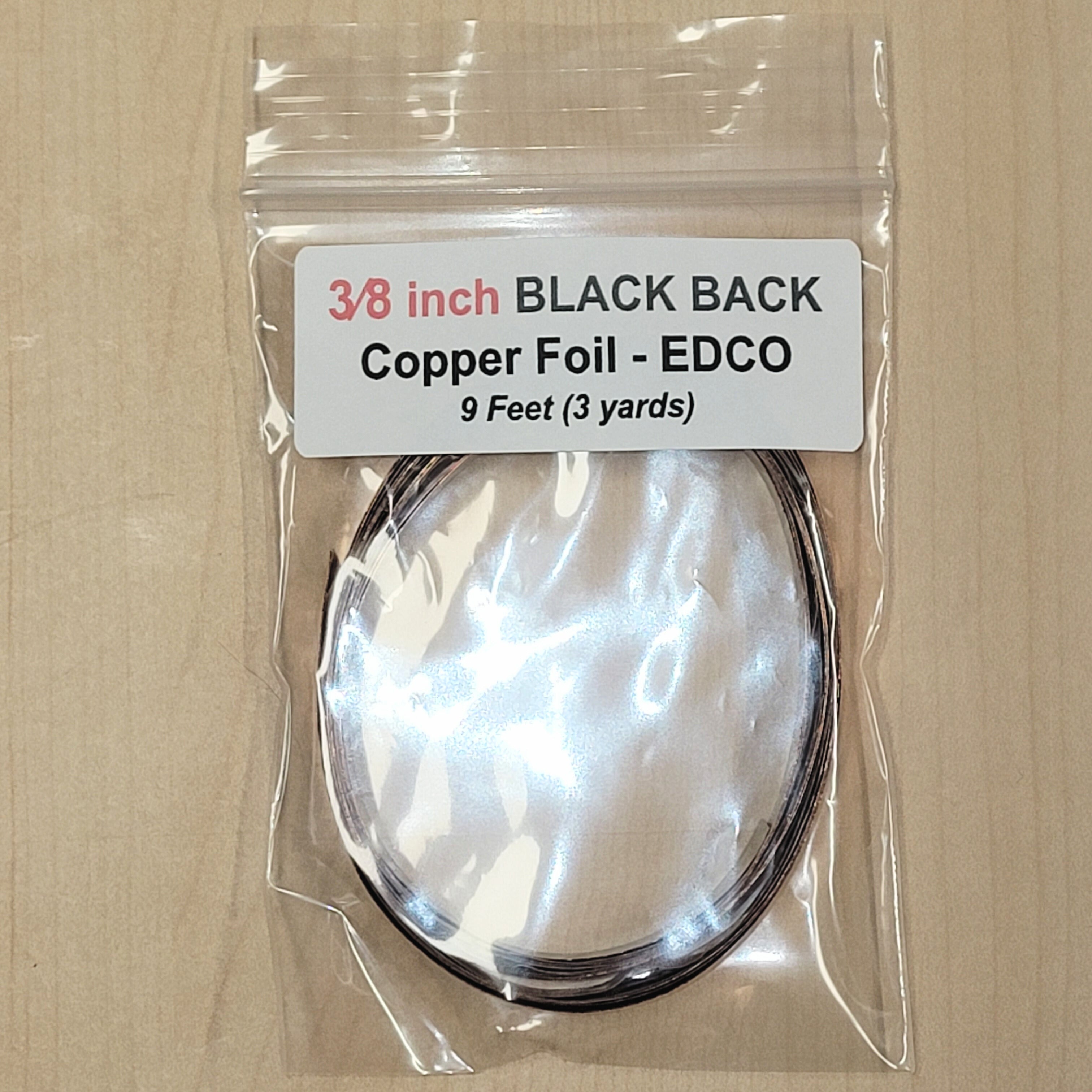 3/8" Copper Foil Tape BLACK BACK - 9 feet - EDCO