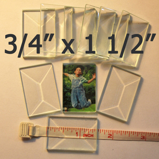 3/4" x 1 1/2" Clear Bevel Rectangle (.75 inch x 1.5 inch)