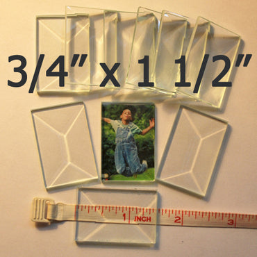 3/4" x 1 1/2" Clear Bevel Rectangle (.75 inch x 1.5 inch)