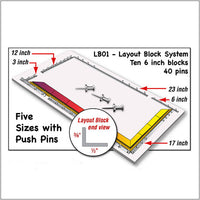 Morton LB01- Layout Block System Squares - 10 - 6" blocks + 40 Push Pins - Hold your project together - GlassSupplies41.com