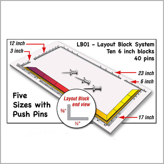 Morton LB01- Layout Block System Squares - 10 - 6" blocks + 40 Push Pins - Hold your project together - GlassSupplies41.com