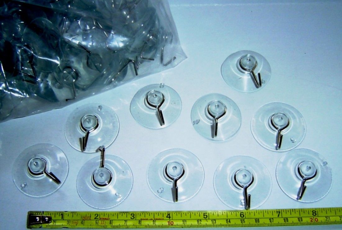 1-1/2" - Suction Cups (4 cm) Metal Drop Hook (1.5 inch)