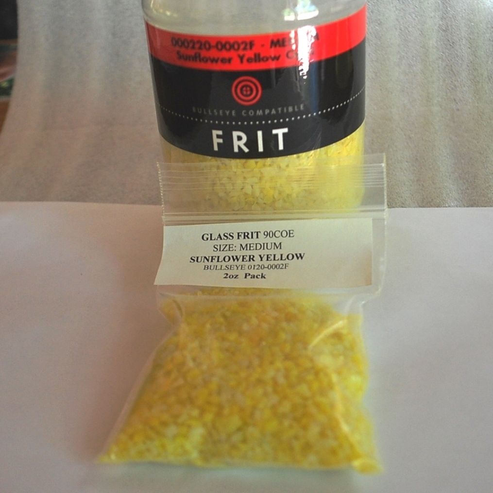 2 oz - Bullseye COE 90 Glass Fusing Frit {{ SUNFLOWER YELLOW OPAL}} Grit Size: Medium