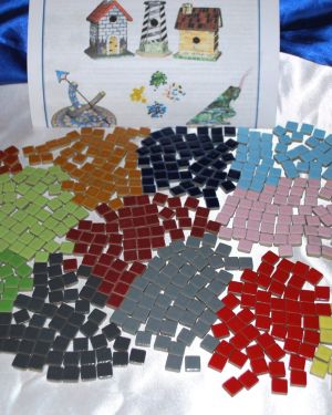 (50) 3/8″ SMALL Glossy CERAMIC Mosaic Tiles + Instructions – COLOR CHOICES