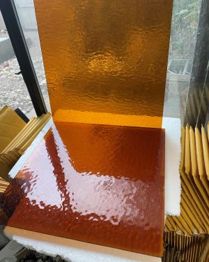 Medium AMBER Rough Rolled Transparent -110.2 rr ~ STAINED GLASS 2 sheets each 6 x 8 inch