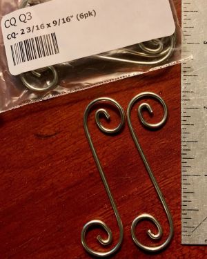 6 pack Metal Curly Q’s 14 gauge 2-3/16 x 9/16″ Curled Tinned copper Wire p/n Q3