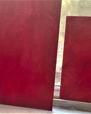 OPAL DARK RED WISPY ~ STAINED GLASS 2 sheets each 6 x 8 inch (picture 2 is showing against bright light)