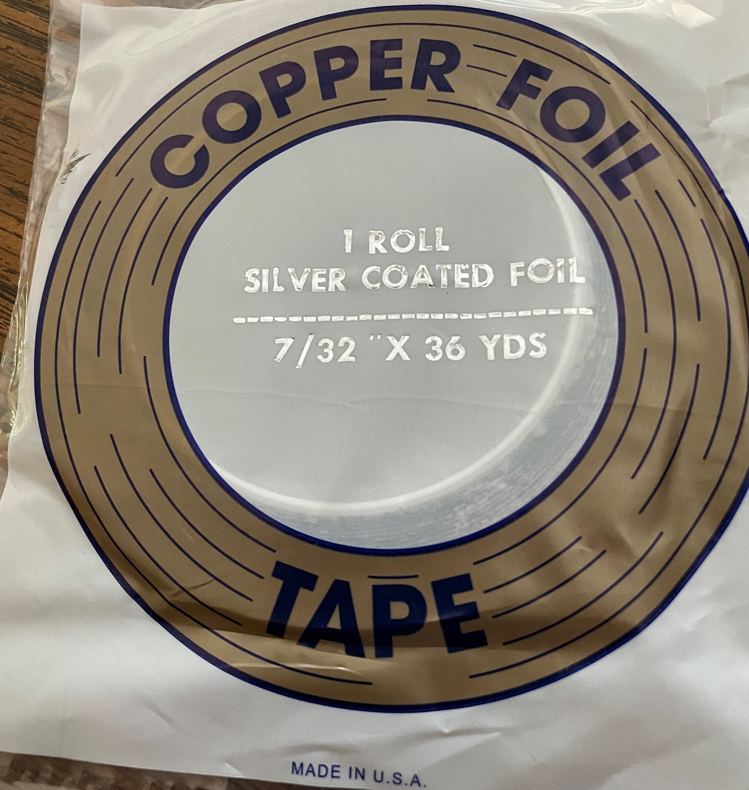 7/32 Copper Foil Tape SILVER BACK - 36 yards - EDCO 