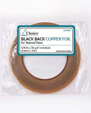 1/4″ Copper Foil Tape BLACK BACK – 36 yards – CHOICE